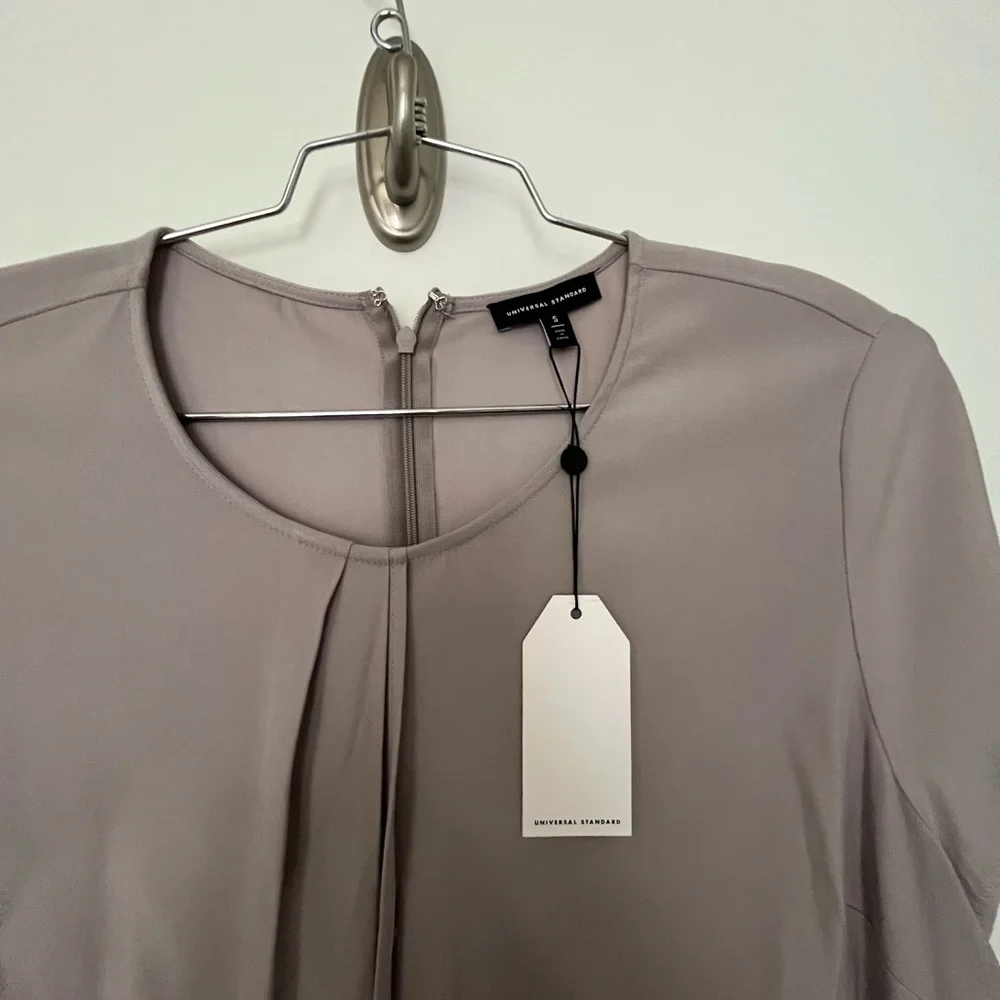 Universal Standards Vesper Polina Dove Gray Drape Dress Workdress NO BELT - Picture 7 of 16